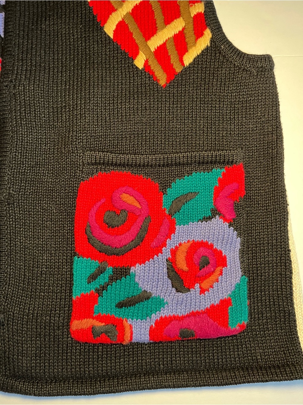 Vintage Lisa Nichols Marisa Christina Heart Rose Knit Sweater Vest Medium Art to - Picture 7 of 11